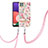 Coque Silicone Motif Fantaisie Souple Couleur Unie Etui Housse avec Laniere Strap Y06B pour Samsung Galaxy A22s 5G Rose