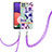 Coque Silicone Motif Fantaisie Souple Couleur Unie Etui Housse avec Laniere Strap Y06B pour Samsung Galaxy A22s 5G Violet