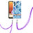 Coque Silicone Motif Fantaisie Souple Couleur Unie Etui Housse avec Laniere Strap Y06B pour Samsung Galaxy A32 4G Bleu