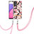 Coque Silicone Motif Fantaisie Souple Couleur Unie Etui Housse avec Laniere Strap Y06B pour Samsung Galaxy A33 5G Rose