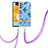 Coque Silicone Motif Fantaisie Souple Couleur Unie Etui Housse avec Laniere Strap Y06B pour Samsung Galaxy A52s 5G Bleu