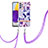 Coque Silicone Motif Fantaisie Souple Couleur Unie Etui Housse avec Laniere Strap Y06B pour Samsung Galaxy A72 4G Violet