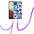 Coque Silicone Motif Fantaisie Souple Couleur Unie Etui Housse avec Laniere Strap Y06B pour Samsung Galaxy M12 Violet