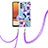 Coque Silicone Motif Fantaisie Souple Couleur Unie Etui Housse avec Laniere Strap Y06B pour Samsung Galaxy M32 5G Petit