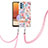 Coque Silicone Motif Fantaisie Souple Couleur Unie Etui Housse avec Laniere Strap Y06B pour Samsung Galaxy M32 5G Rose