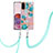 Coque Silicone Motif Fantaisie Souple Couleur Unie Etui Housse avec Laniere Strap Y06B pour Samsung Galaxy S20 5G Cyan