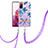 Coque Silicone Motif Fantaisie Souple Couleur Unie Etui Housse avec Laniere Strap Y06B pour Samsung Galaxy S20 FE 4G Bleu