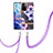 Coque Silicone Motif Fantaisie Souple Couleur Unie Etui Housse avec Laniere Strap Y06B pour Xiaomi Poco M4 Pro 5G Violet