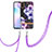 Coque Silicone Motif Fantaisie Souple Couleur Unie Etui Housse avec Laniere Strap Y06B pour Xiaomi Redmi 9A Violet