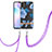 Coque Silicone Motif Fantaisie Souple Couleur Unie Etui Housse avec Laniere Strap Y06B pour Xiaomi Redmi 9AT Bleu