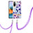 Coque Silicone Motif Fantaisie Souple Couleur Unie Etui Housse avec Laniere Strap Y06B pour Xiaomi Redmi Note 10 Pro Max Violet