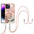 Coque Silicone Motif Fantaisie Souple Couleur Unie Etui Housse avec Laniere Strap Y07B pour Apple iPhone 13 Pro Max Rose