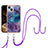 Coque Silicone Motif Fantaisie Souple Couleur Unie Etui Housse avec Laniere Strap Y07B pour Apple iPhone 14 Plus Violet