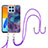 Coque Silicone Motif Fantaisie Souple Couleur Unie Etui Housse avec Laniere Strap Y07B pour Huawei Honor 70 Lite 5G Violet