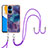 Coque Silicone Motif Fantaisie Souple Couleur Unie Etui Housse avec Laniere Strap Y07B pour Huawei Honor X7 Violet