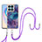 Coque Silicone Motif Fantaisie Souple Couleur Unie Etui Housse avec Laniere Strap Y07B pour Huawei Honor X8a 4G Violet