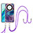 Coque Silicone Motif Fantaisie Souple Couleur Unie Etui Housse avec Laniere Strap Y07B pour Huawei Honor X9a 5G Violet