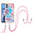 Coque Silicone Motif Fantaisie Souple Couleur Unie Etui Housse avec Laniere Strap YB3 pour Motorola Moto E22 Bleu