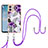 Coque Silicone Motif Fantaisie Souple Couleur Unie Etui Housse avec Laniere Strap YB3 pour Motorola Moto G53j 5G Violet
