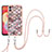 Coque Silicone Motif Fantaisie Souple Couleur Unie Etui Housse avec Laniere Strap YB3 pour Samsung Galaxy M04 Marron