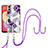 Coque Silicone Motif Fantaisie Souple Couleur Unie Etui Housse avec Laniere Strap YB3 pour Samsung Galaxy M04 Violet