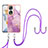 Coque Silicone Motif Fantaisie Souple Couleur Unie Etui Housse avec Laniere Strap YB5 pour Huawei Honor 90 5G Violet Clair