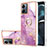 Coque Silicone Motif Fantaisie Souple Couleur Unie Etui Housse avec Laniere Strap YB5 pour Motorola Moto G14 Violet Clair