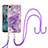 Coque Silicone Motif Fantaisie Souple Couleur Unie Etui Housse avec Laniere Strap YB5 pour Nokia C12 Plus Violet