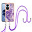 Coque Silicone Motif Fantaisie Souple Couleur Unie Etui Housse avec Laniere Strap YB5 pour Oppo Reno10 5G Violet