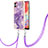 Coque Silicone Motif Fantaisie Souple Couleur Unie Etui Housse avec Laniere Strap YB5 pour Samsung Galaxy F04 Violet