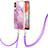 Coque Silicone Motif Fantaisie Souple Couleur Unie Etui Housse avec Laniere Strap YB5 pour Samsung Galaxy F04 Violet Clair