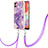 Coque Silicone Motif Fantaisie Souple Couleur Unie Etui Housse avec Laniere Strap YB5 pour Samsung Galaxy M04 Violet