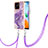 Coque Silicone Motif Fantaisie Souple Couleur Unie Etui Housse avec Laniere Strap YB5 pour Xiaomi Redmi 10 Power Violet