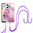 Coque Silicone Motif Fantaisie Souple Couleur Unie Etui Housse avec Laniere Strap YB5 pour Xiaomi Redmi Note 12 4G Violet