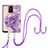 Coque Silicone Motif Fantaisie Souple Couleur Unie Etui Housse avec Laniere Strap YB5 pour Xiaomi Redmi Note 12S Violet