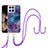 Coque Silicone Motif Fantaisie Souple Couleur Unie Etui Housse avec Laniere Strap YB7 pour Huawei Honor X8b Violet