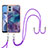 Coque Silicone Motif Fantaisie Souple Couleur Unie Etui Housse avec Laniere Strap YB7 pour Motorola Moto E22 Petit