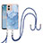 Coque Silicone Motif Fantaisie Souple Couleur Unie Etui Housse avec Laniere Strap YB7 pour Motorola Moto G53j 5G Bleu