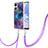 Coque Silicone Motif Fantaisie Souple Couleur Unie Etui Housse avec Laniere Strap YB7 pour Oppo A58 5G Violet