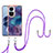 Coque Silicone Motif Fantaisie Souple Couleur Unie Etui Housse avec Laniere Strap YB7 pour Oppo Reno10 5G Violet