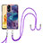 Coque Silicone Motif Fantaisie Souple Couleur Unie Etui Housse avec Laniere Strap YB7 pour Oppo Reno8 T 4G Violet