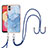Coque Silicone Motif Fantaisie Souple Couleur Unie Etui Housse avec Laniere Strap YB7 pour Samsung Galaxy A04 4G Bleu