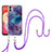 Coque Silicone Motif Fantaisie Souple Couleur Unie Etui Housse avec Laniere Strap YB7 pour Samsung Galaxy A04 4G Violet
