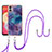 Coque Silicone Motif Fantaisie Souple Couleur Unie Etui Housse avec Laniere Strap YB7 pour Samsung Galaxy A04E Violet