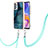 Coque Silicone Motif Fantaisie Souple Couleur Unie Etui Housse avec Laniere Strap YB7 pour Samsung Galaxy A13 4G Vert
