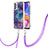 Coque Silicone Motif Fantaisie Souple Couleur Unie Etui Housse avec Laniere Strap YB7 pour Samsung Galaxy A23 4G Violet