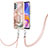 Coque Silicone Motif Fantaisie Souple Couleur Unie Etui Housse avec Laniere Strap YB7 pour Samsung Galaxy A32 5G Rose