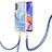 Coque Silicone Motif Fantaisie Souple Couleur Unie Etui Housse avec Laniere Strap YB7 pour Samsung Galaxy A52 4G Bleu