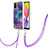 Coque Silicone Motif Fantaisie Souple Couleur Unie Etui Housse avec Laniere Strap YB7 pour Samsung Galaxy M02s Violet