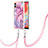 Coque Silicone Motif Fantaisie Souple Couleur Unie Etui Housse avec Laniere Strap YB7 pour Samsung Galaxy M04 Petit